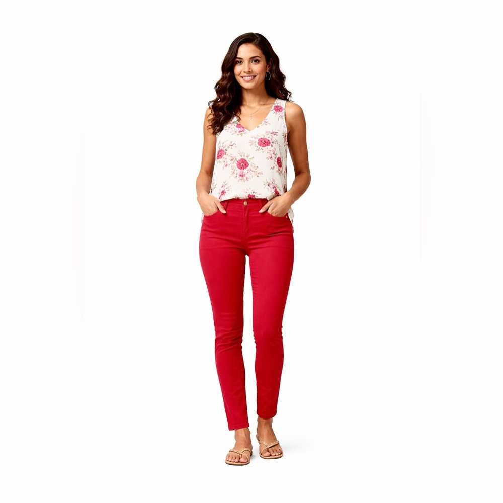 ELLE Paris Garnet Red skinny Jeans Women’s Size 10 High Rise 32x30